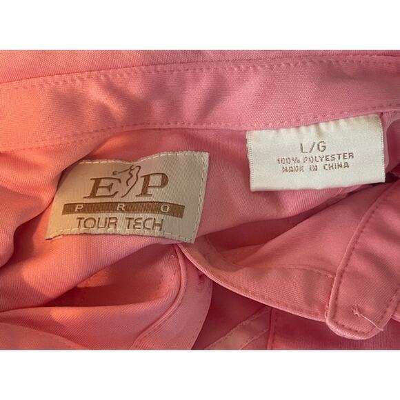 EP Pro Women Size Large Tour Tech Golf Shirt Pink 1/2 Button Front - Picture 4 of 4